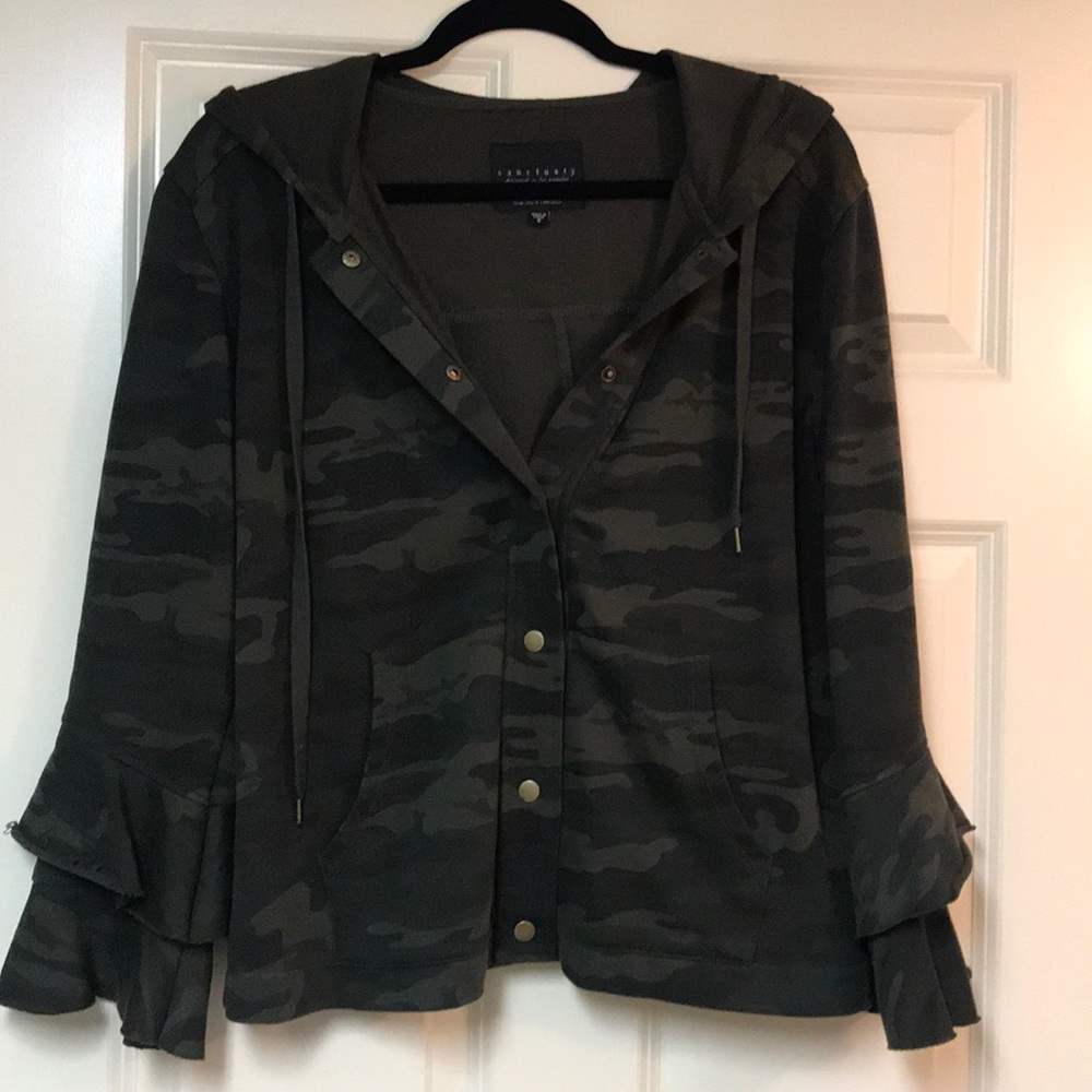 Sanctuary Camo Snap up Hoodie